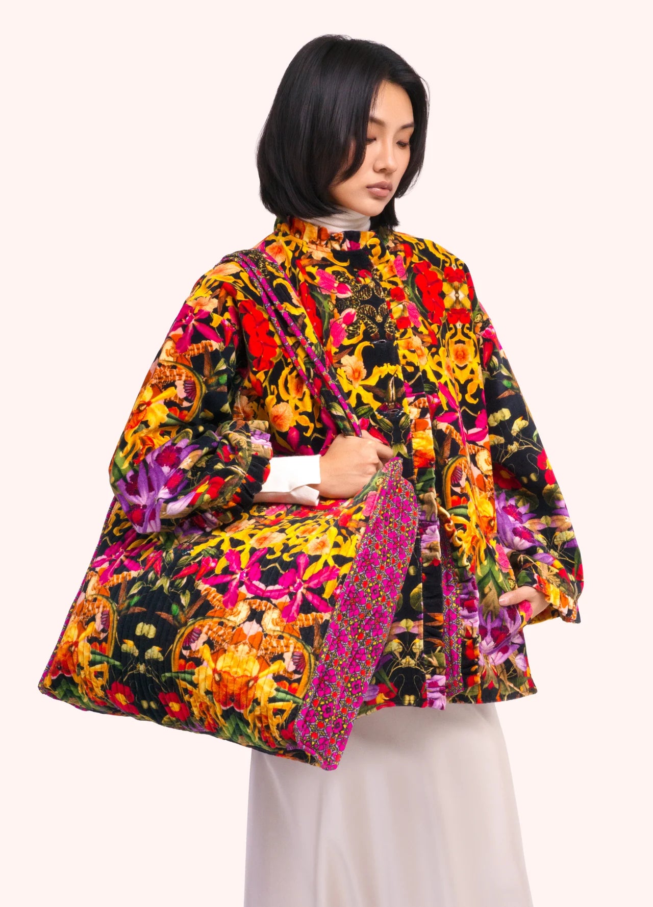 Lux Velvet Quilted Tote by Powder Design in Botanical Kaleidoscope
