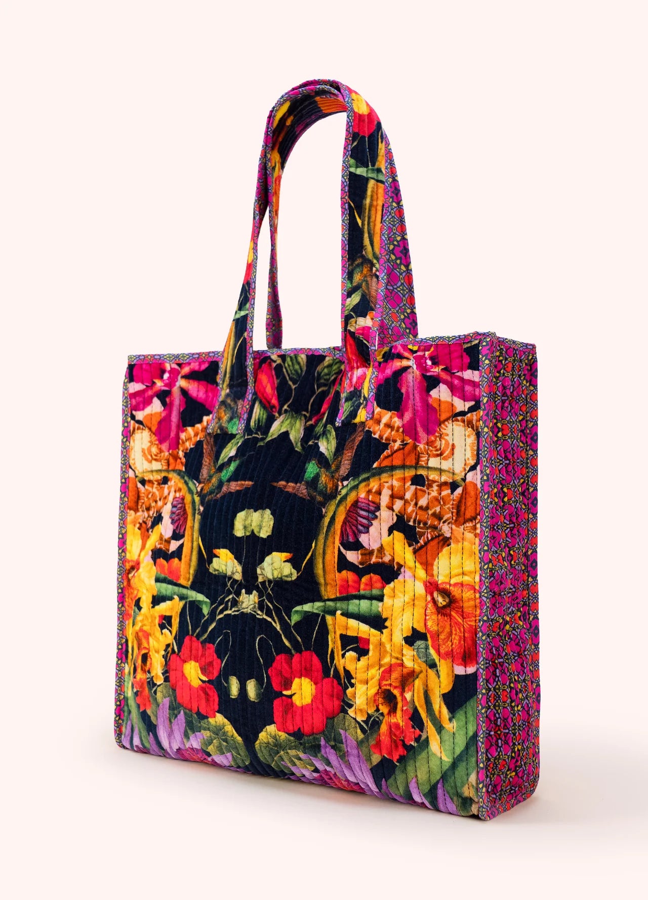 Lux Velvet Quilted Tote by Powder Design in Botanical Kaleidoscope