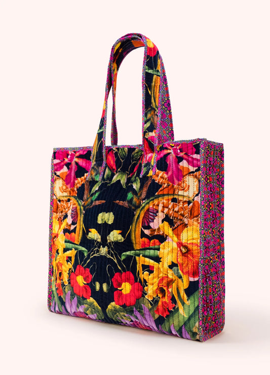 Lux Velvet Quilted Tote by Powder Design in Botanical Kaleidoscope