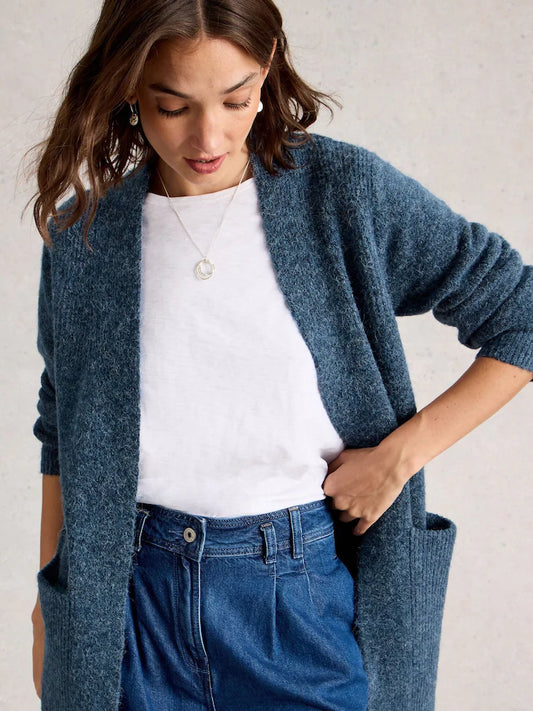 Erin Long Line Cardigan by White Stuff in Dark Blue