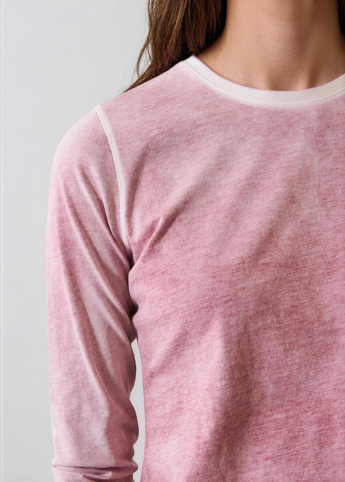 Reverse Spray Lightweight Crew Tee by Patrick Assaraf in Red Earth