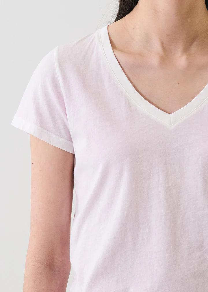 Short Sleeve Pima Classic V-Neck Tee by Patrick Assaraf in Pale Orchid