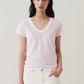 Short Sleeve Pima Classic V-Neck Tee by Patrick Assaraf in Pale Orchid
