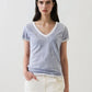 Short Sleeve Pima Classic V-Neck Tee by Patrick Assaraf in Pacific Blue