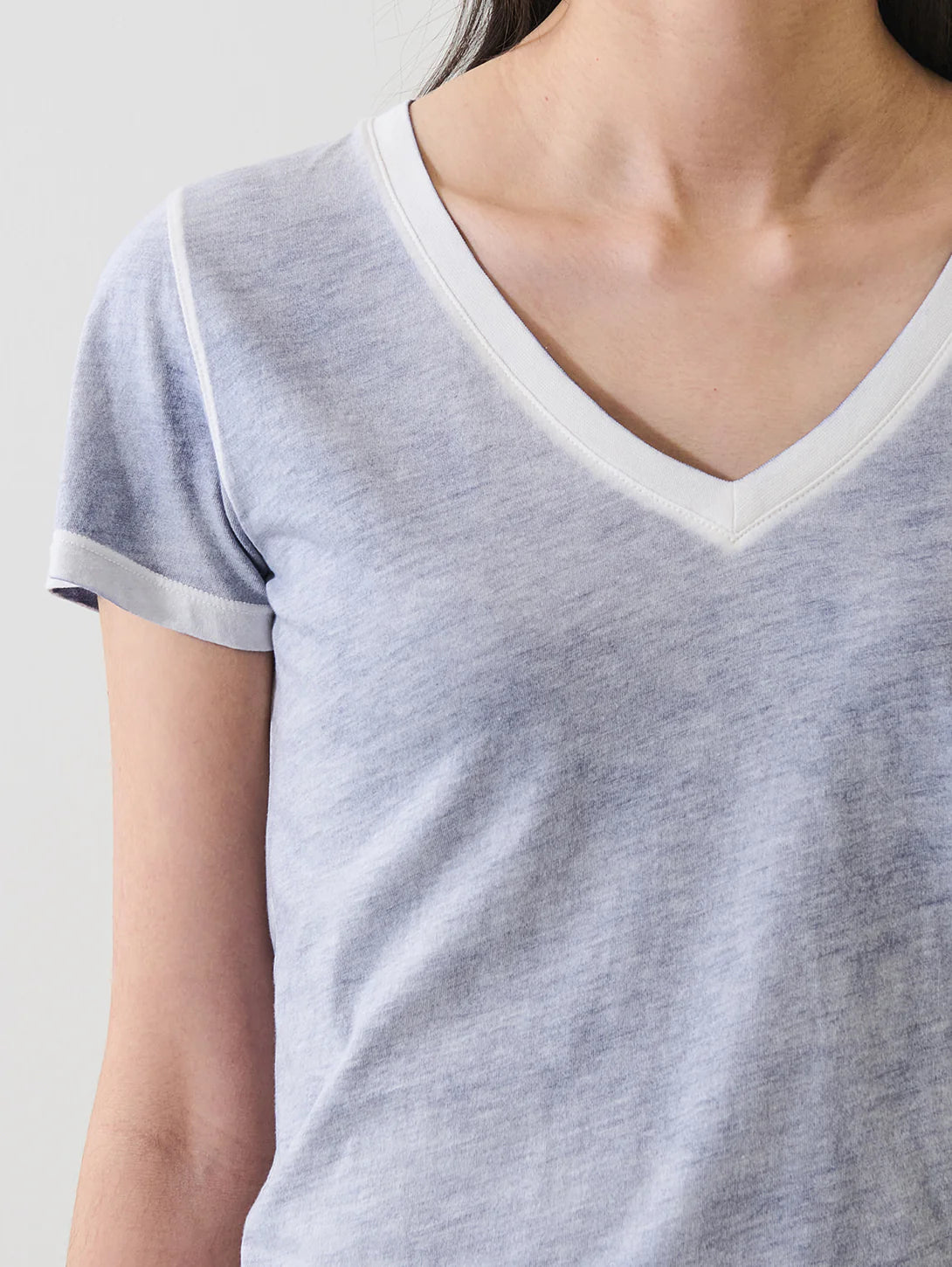 Short Sleeve Pima Classic V-Neck Tee by Patrick Assaraf in Pacific Blue