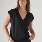 Short Sleeve Iconic V-Neck Dolman Tee by Patrick Assaraf in Black
