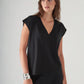 Short Sleeve Iconic V-Neck Dolman Tee by Patrick Assaraf in Black