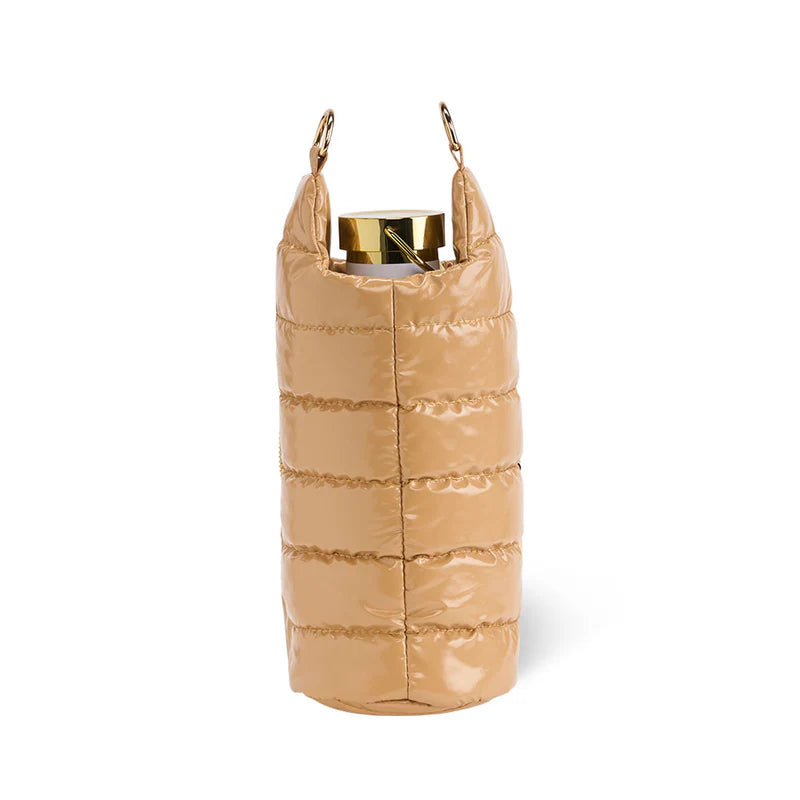 Glossy Hydrobag with Camel Patterned Strap by Wanderfull in Camel Lacquer