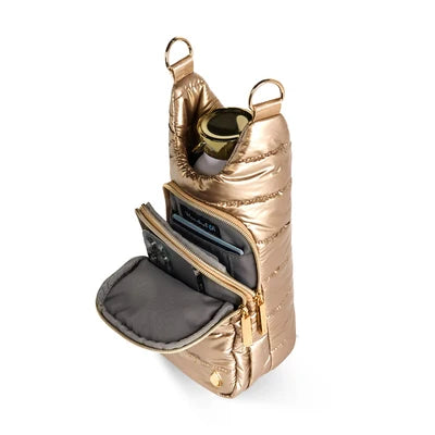 Glossy Hydrobag by WanderFull in Gold with Striped Strap