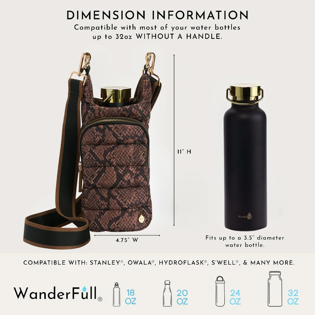 Nylon Print Hydrobag by Wanderfull in Snake