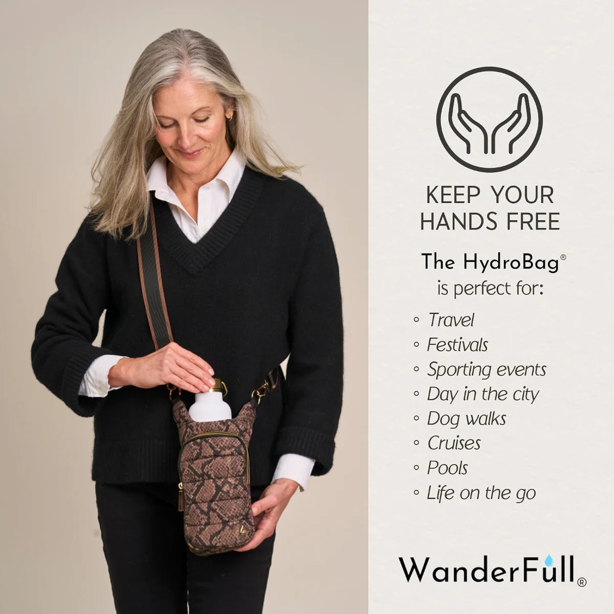 Nylon Print Hydrobag by Wanderfull in Snake