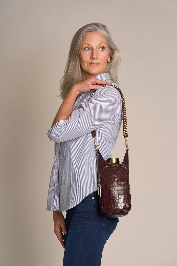 Faux Croc Hydrobag by Wanderfull in Merlot