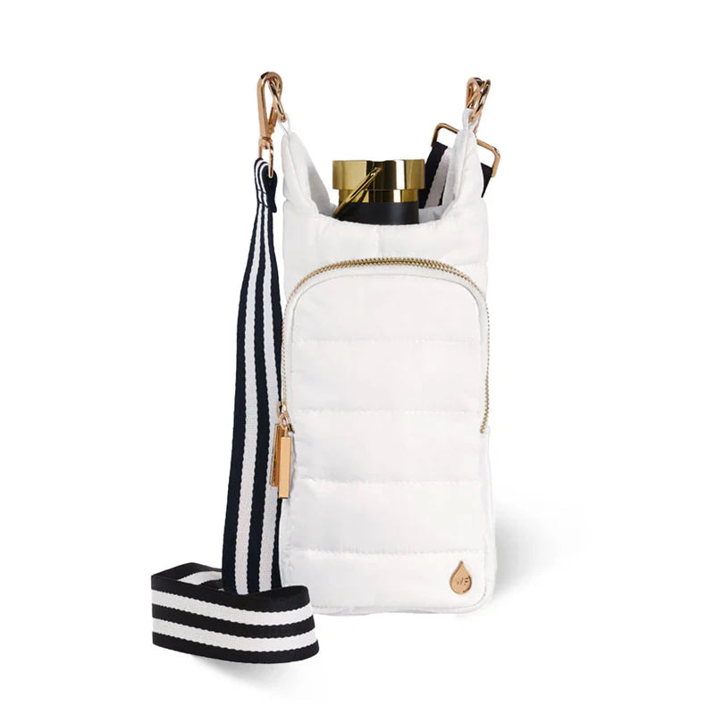 Hydrobag by Wanderfull in White Ripstop w/ Black & White Striped Strap