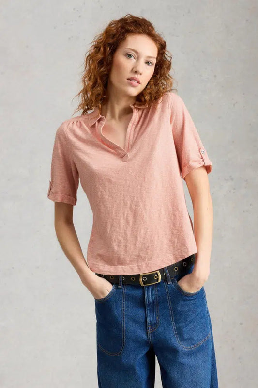 Allie Short Sleeve Stripe Shirt by White Stuff in Orange