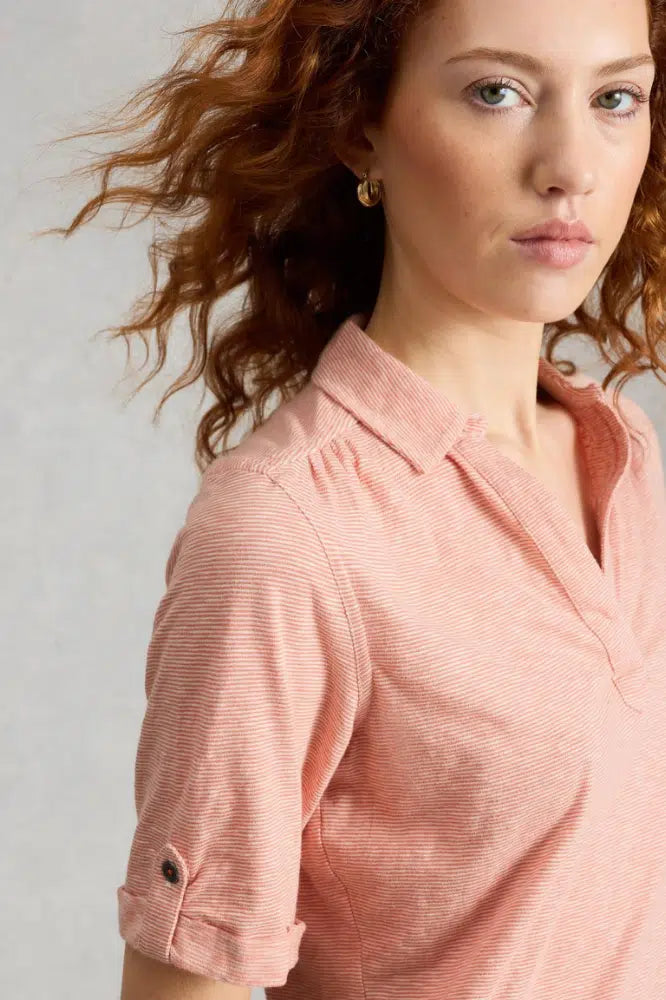 Allie Short Sleeve Stripe Shirt by White Stuff in Orange