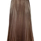 Esther Metallic Midi Skirt by Wild Cosmos in Rose Gold
