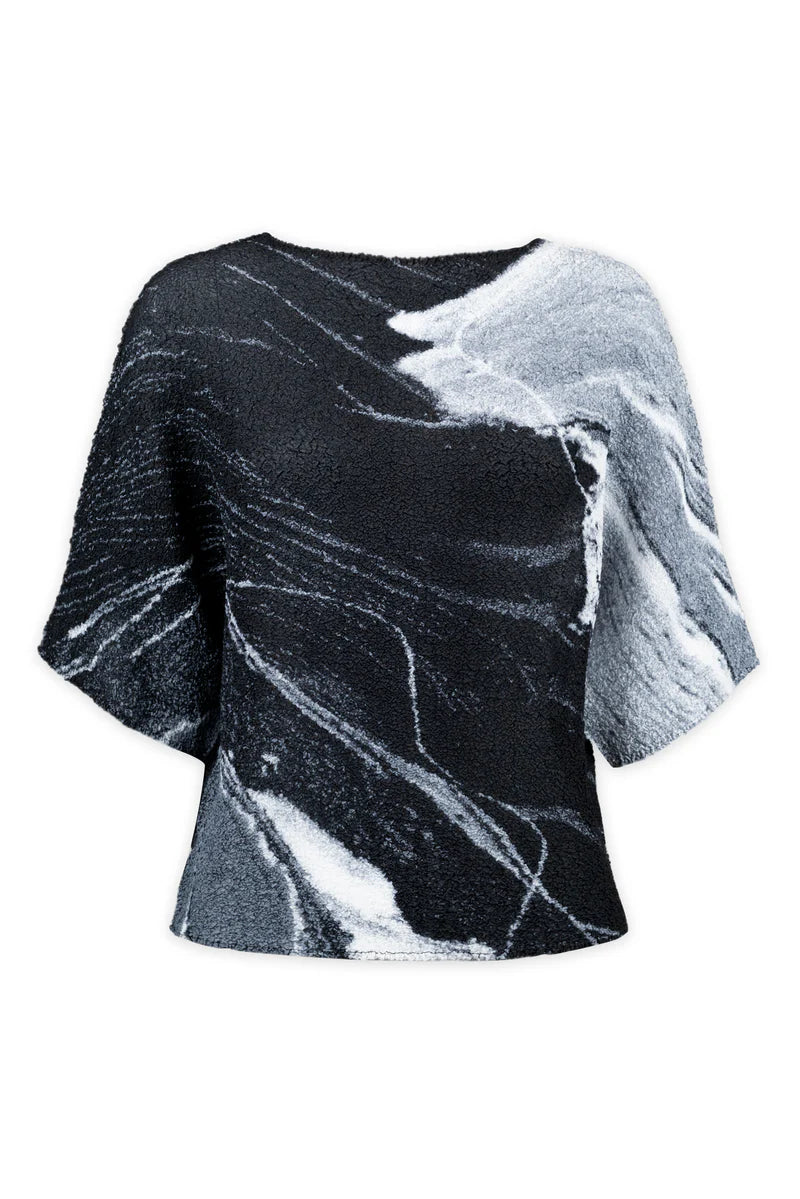 Anna Marble Texture Top by Wild Cosmos in Black Mix