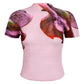 Agata Coral 3D Honeycomb Short Sleeve Texture Top by Wild Cosmos in Petal Pink