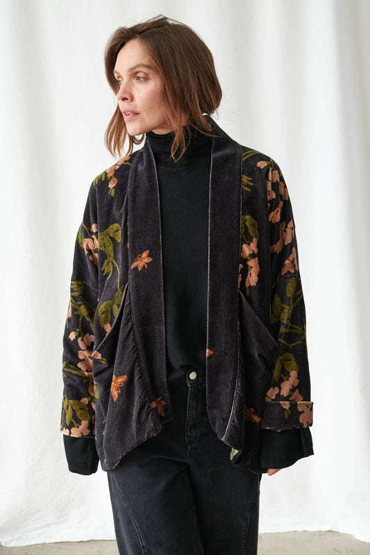 Velvet Pocket Jacket by One Hundred Stars in Wisteria Black