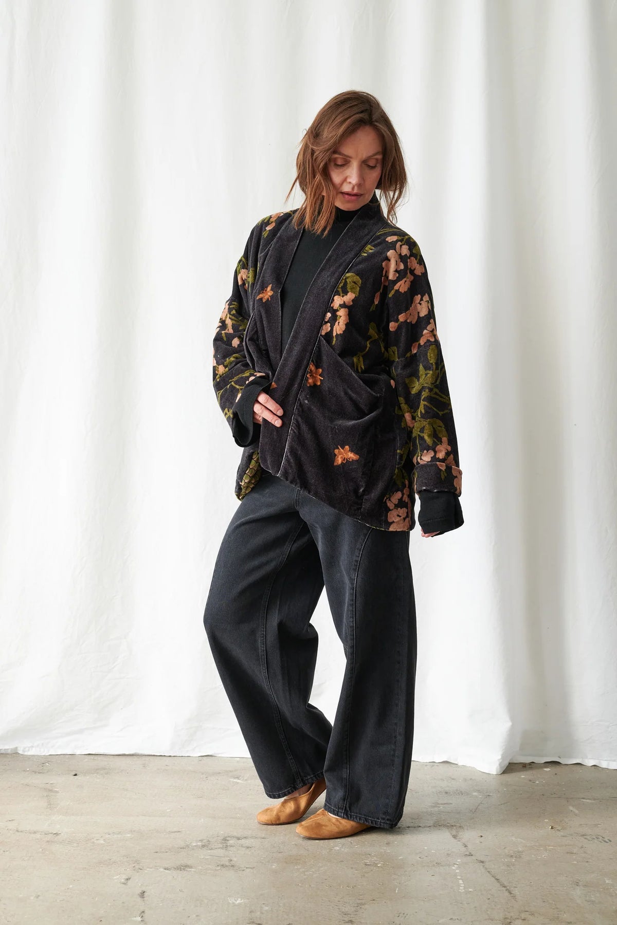 Velvet Pocket Jacket by One Hundred Stars in Wisteria Black