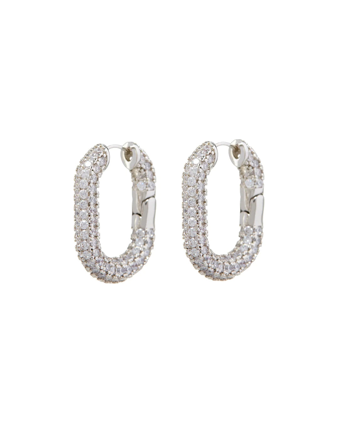 XL Pave Chain Link Hoops by LUV AJ in Silver
