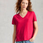 Susie V Neck Linen Tee by White Stuff in Dark Pink