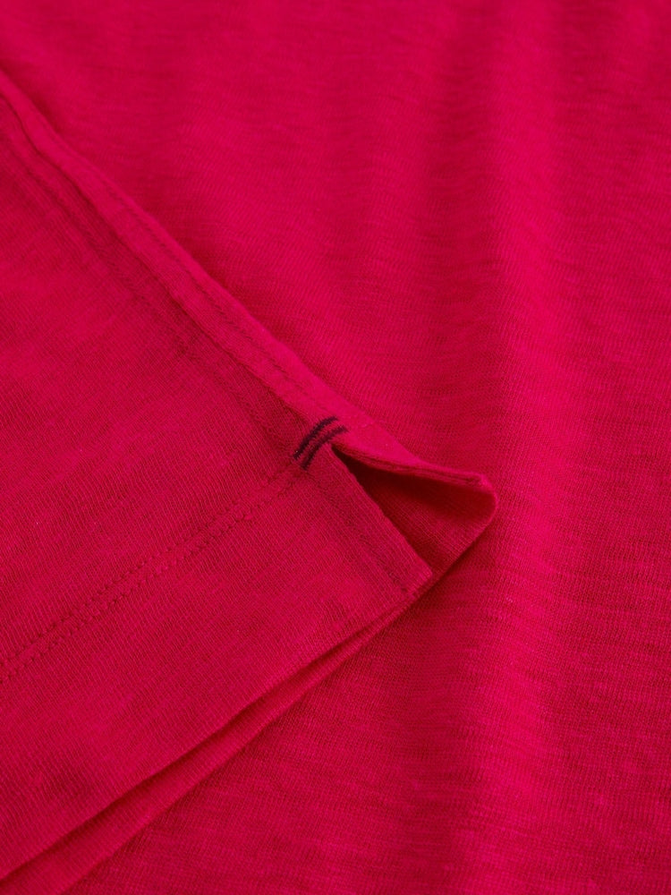 Susie V Neck Linen Tee by White Stuff in Dark Pink