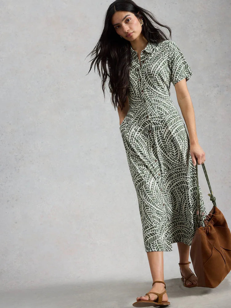 Rua Jersey Shirt Dress by White Stuff in Green