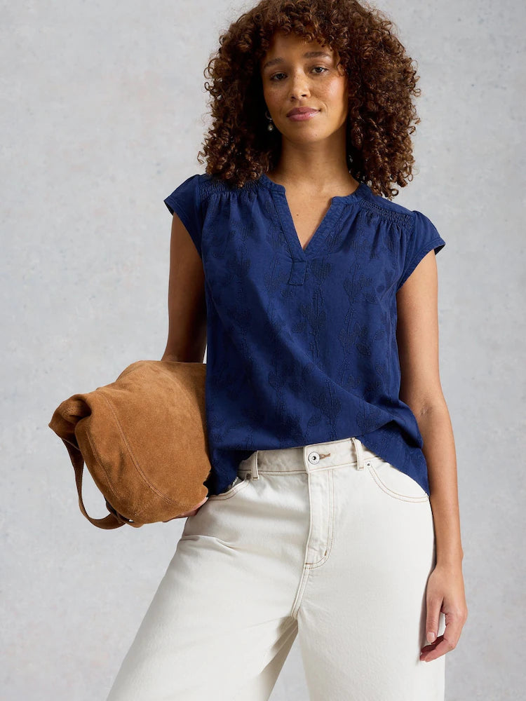 Amelia Embroidery Top by White Stuff in Indigo Blue