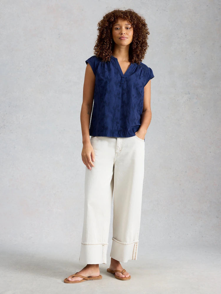 Amelia Embroidery Top by White Stuff in Indigo Blue