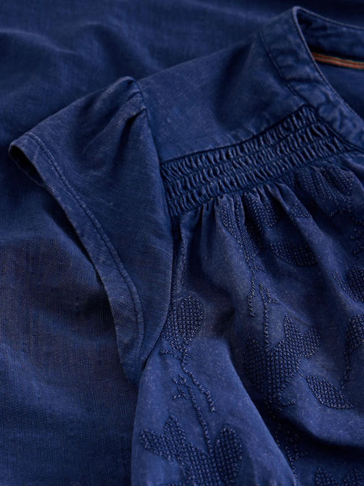 Amelia Embroidery Top by White Stuff in Indigo Blue
