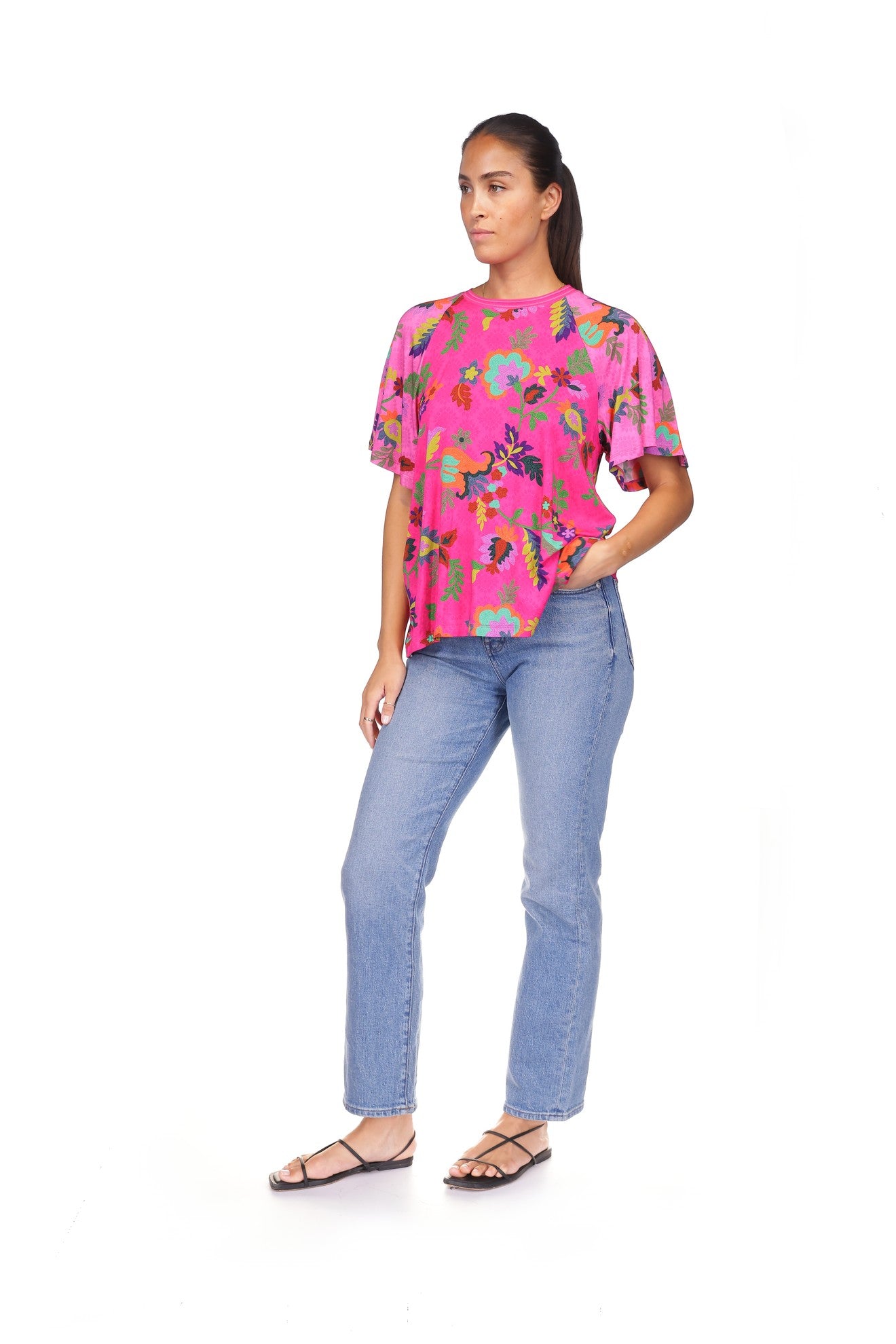 The Janie Favorite Flutter Raglan Sleeve Top by Johnny Was in Hot Verney