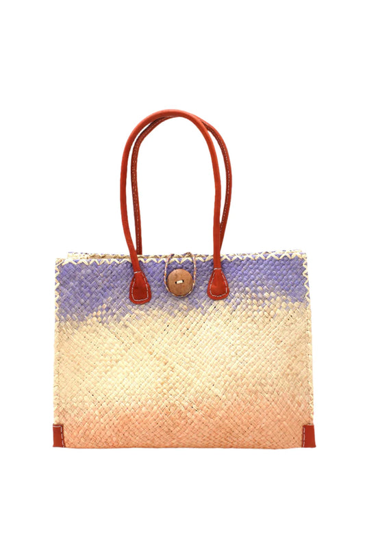 Large Zafran Holden Ombre Straw Beach Bag by Shebobo in Wisteria & Blush