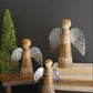 Set of Three Wood and  Tin Table Top Christmas Angels by Kalalou