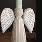 Set of Two Grey-Wash Clay Angel Taper Candle Holder by Kalalou