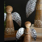 Set of Three Wood and  Tin Table Top Christmas Angels by Kalalou