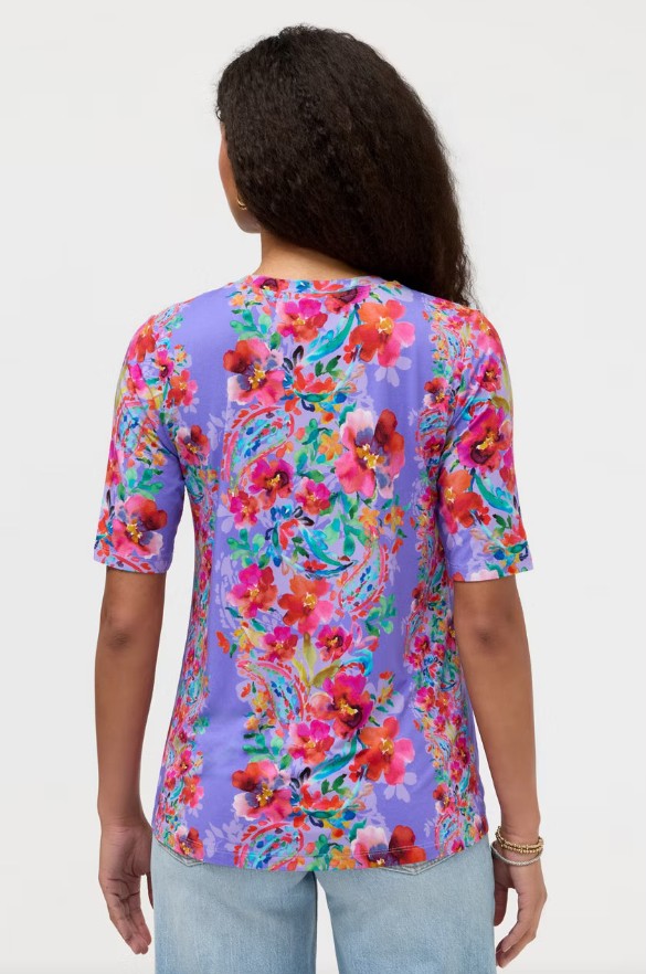 The Janie Favorite Elbow Sleeve Crew Neck Swing Tee by Johnny Was in All My Love