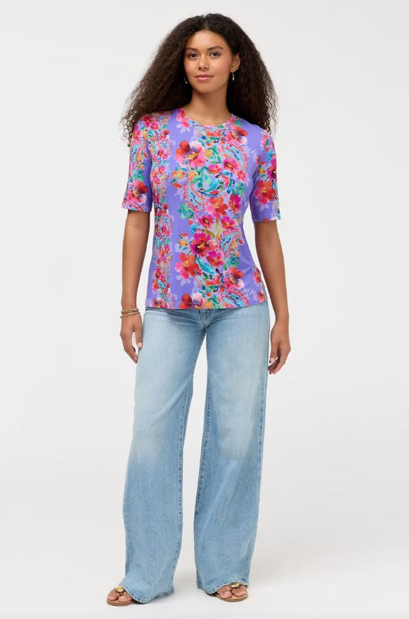 The Janie Favorite Elbow Sleeve Crew Neck Swing Tee by Johnny Was in All My Love