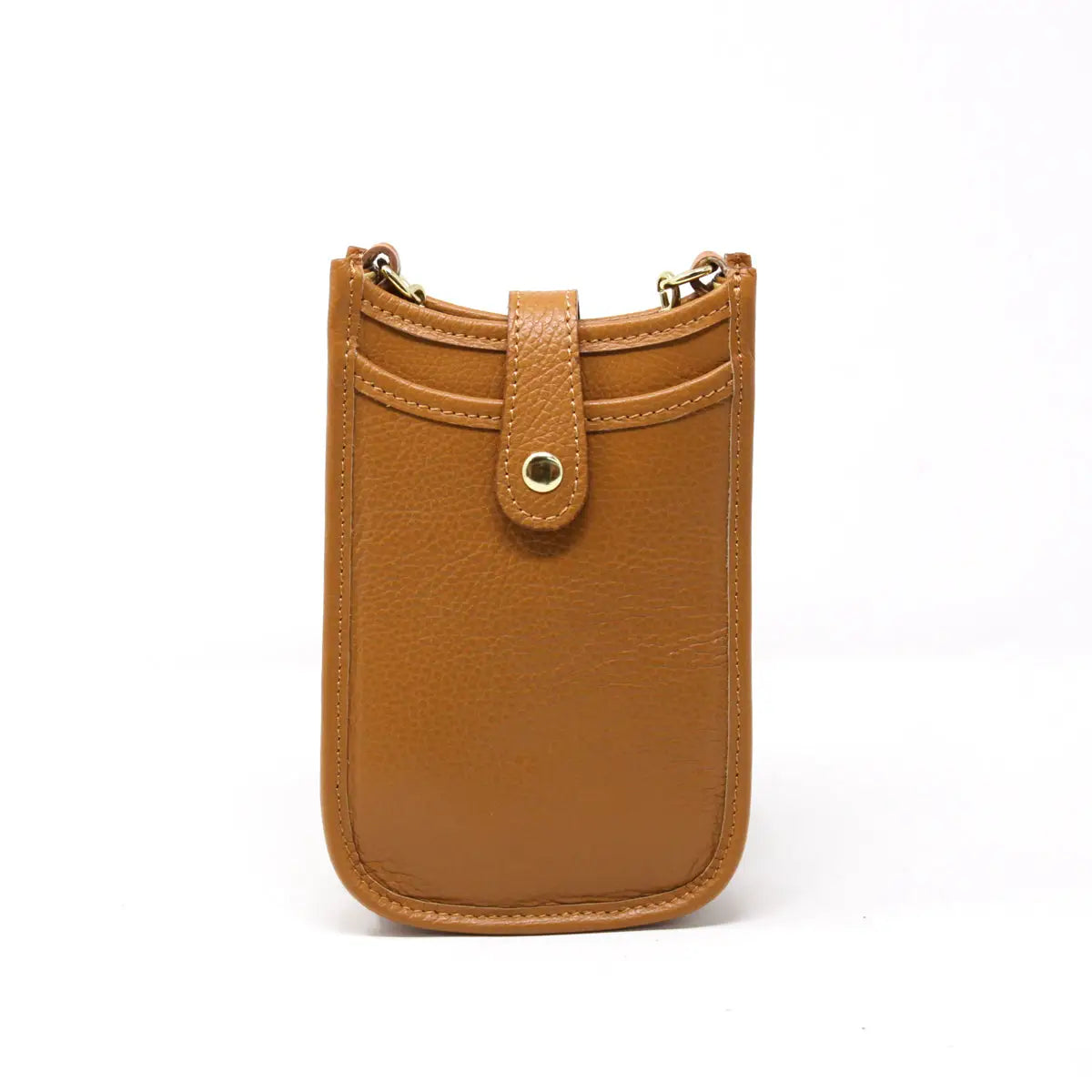 Italian Leather Cellphone Crossbody Handbag by German Fuentes in Camel