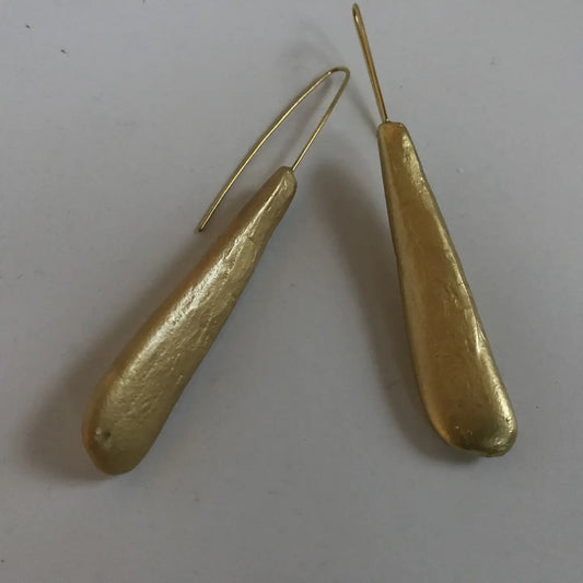 Eco-Resin Precious Metal Stone Roca Earrings by Belart in Gold