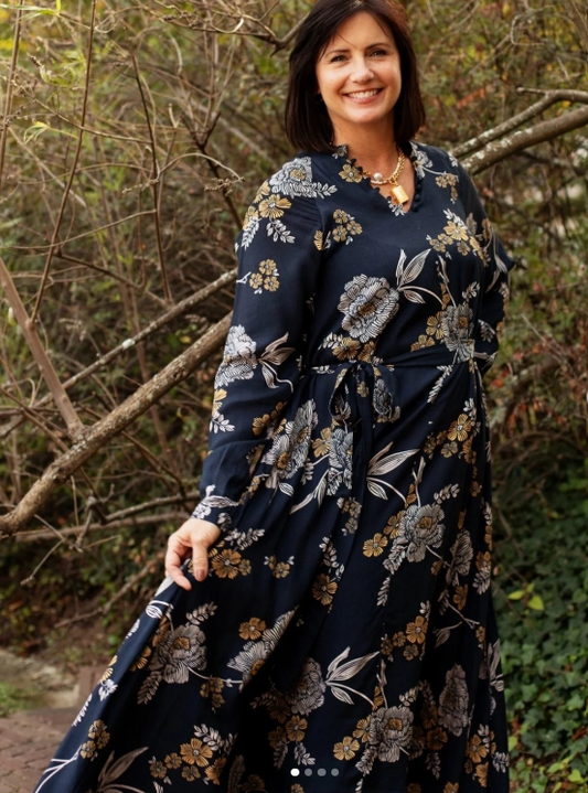 Abigail Dress by Ex Voto in Navy
