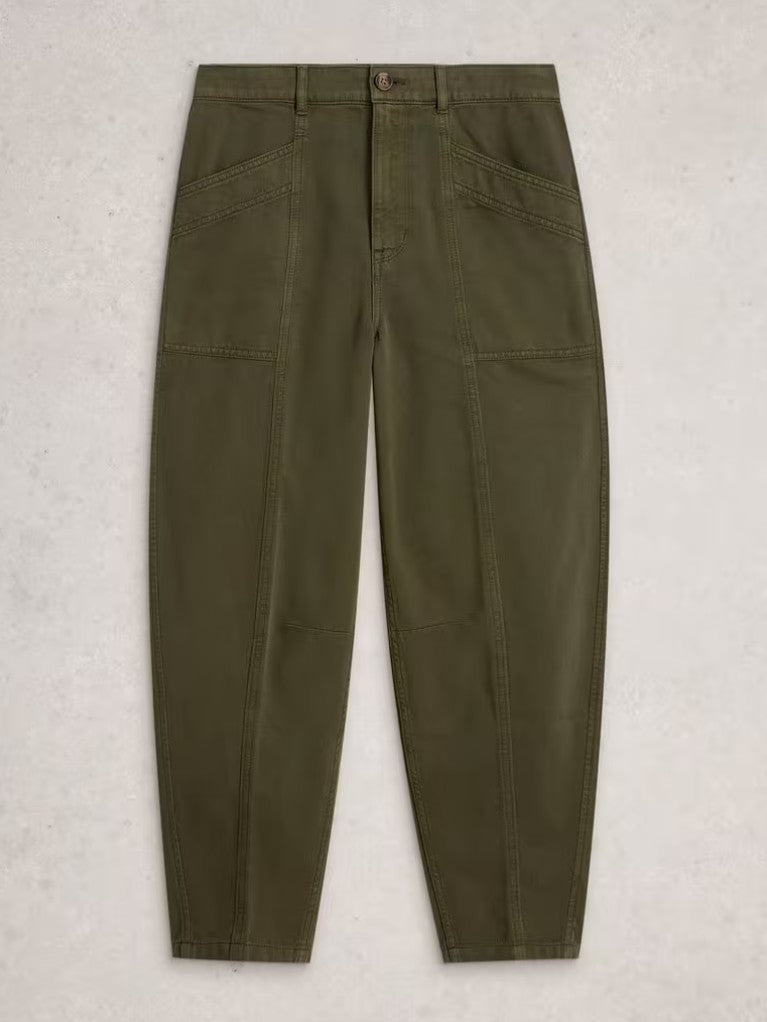 Aubrey Barrel Trouser by White Stuff in Khaki Green