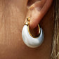 Roselle 18K Gold Non-Tarnish Teardrop Hoop Earring by Flanerie by MAIQ in White