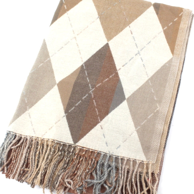 Argyle Wrap by Pretty Persuasions in Beige/Cream
