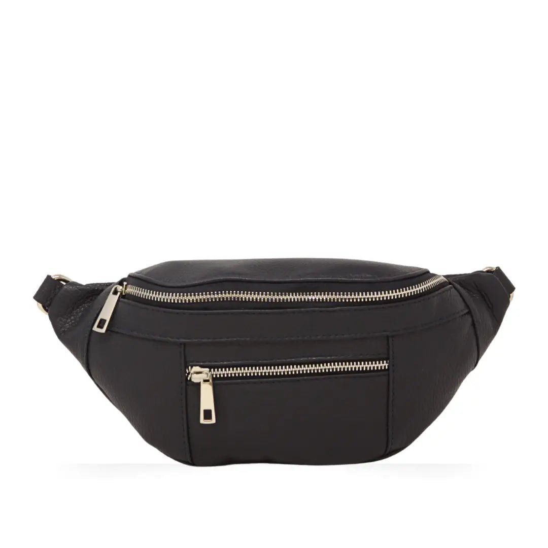 Leather Crossbody Fanny Pack by German Fuentes in Black