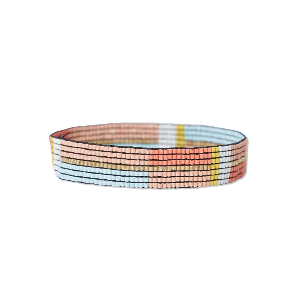 Alex Horizontal Colorblock Beaded Stretch Bracelet by Ink + Alloy in Amalfi