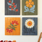 Set of Four Hand Painted Florals on Recycled Wood Panels by Kalalou