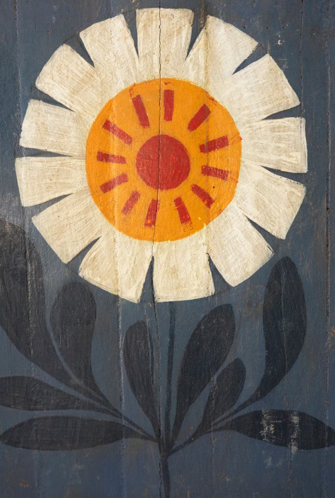 Set of Four Hand Painted Florals on Recycled Wood Panels by Kalalou