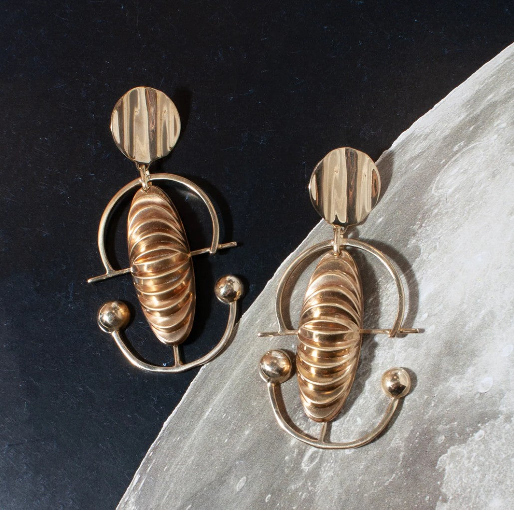 Ashoka Earring by Castlecliff in Brass