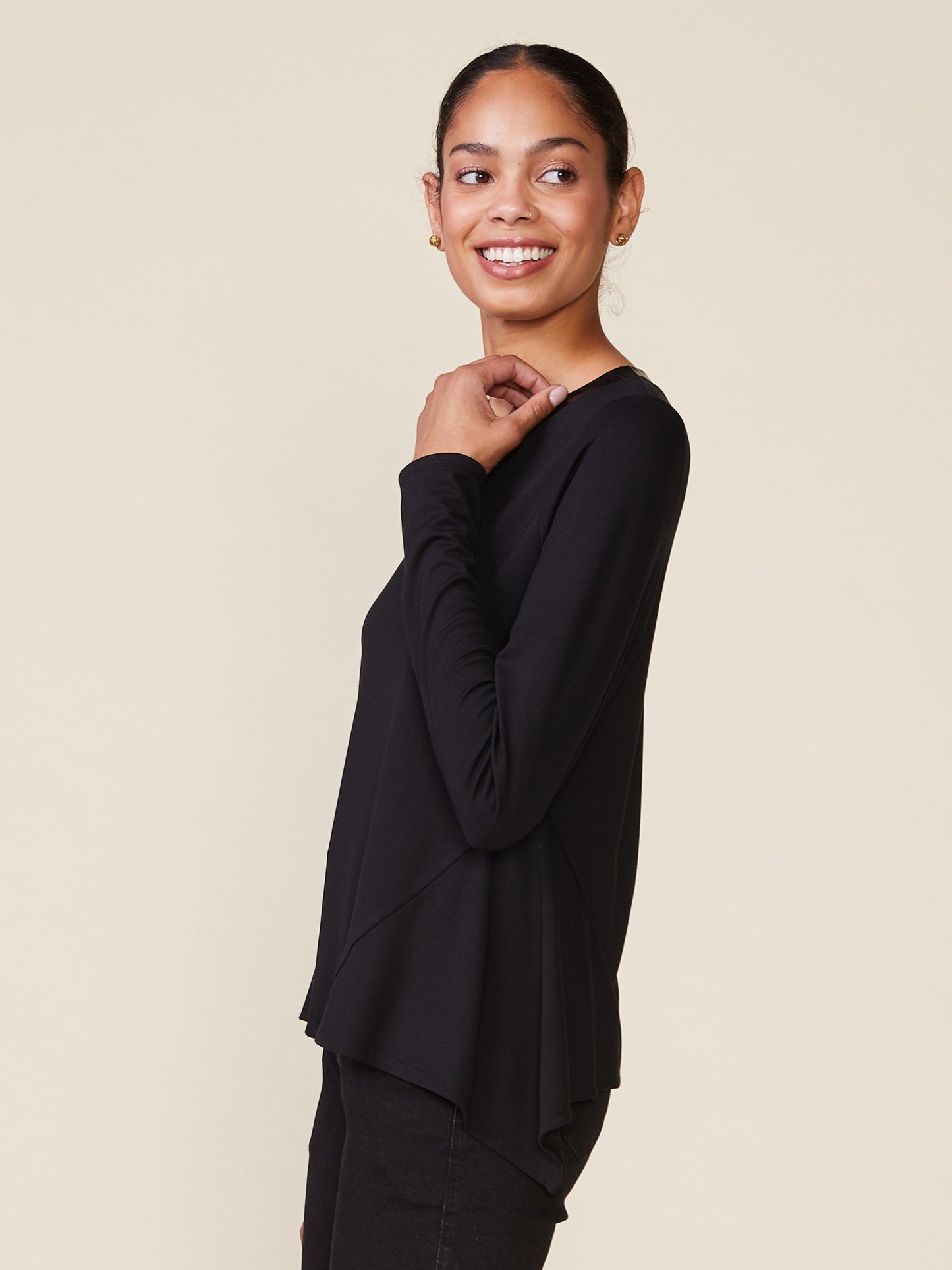 Ponte Asymmetrical Top by ANTHEM the label in Black